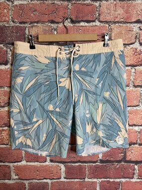 O'Neill Swim Shorts Mens Medium Blue Floral Drawstring Beach Surfer Casual